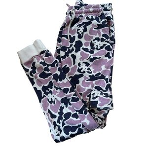 Kappa Joggers Women’s  Purple Logo Cotton Blend Camouflage Drawstring Pants S